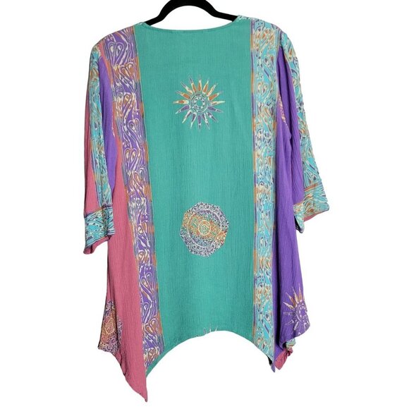 Soft Surroundings Mystik Balik Top Tunic Pink Teal Size M - Picture 3 of 8